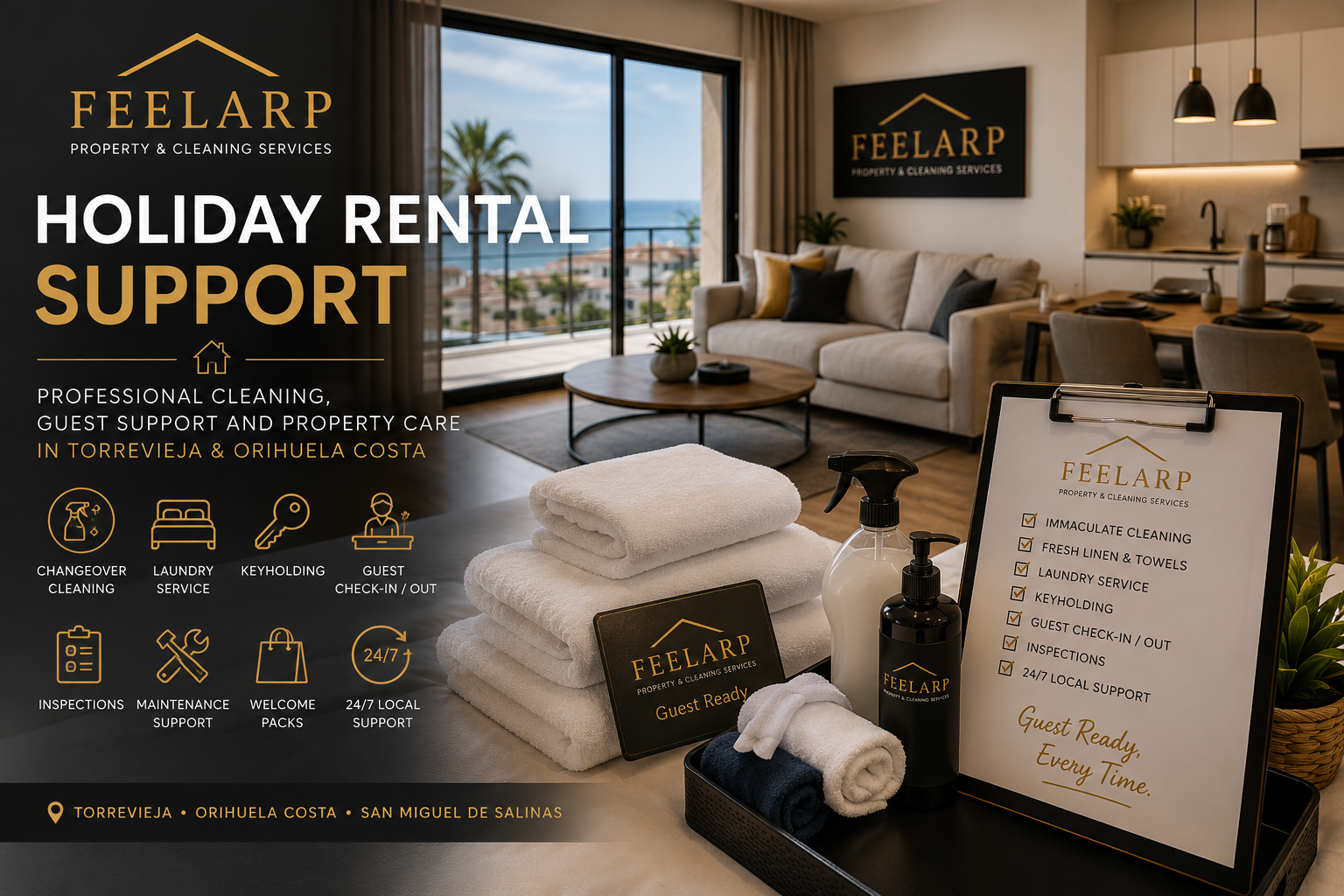 FEELARP holiday rental cleaning and guest-ready support in Torrevieja and Orihuela Costa