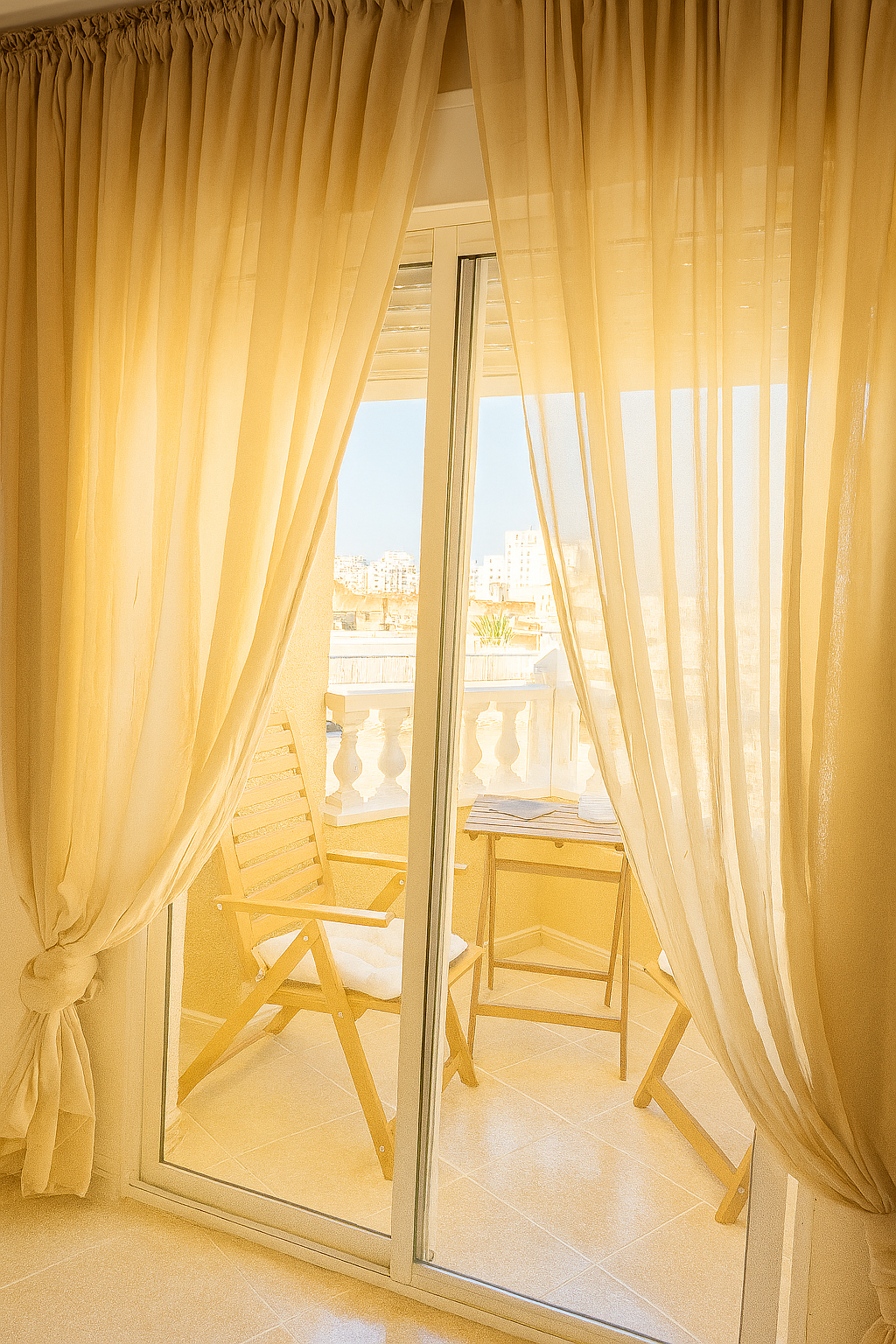 Sunny furnished balcony